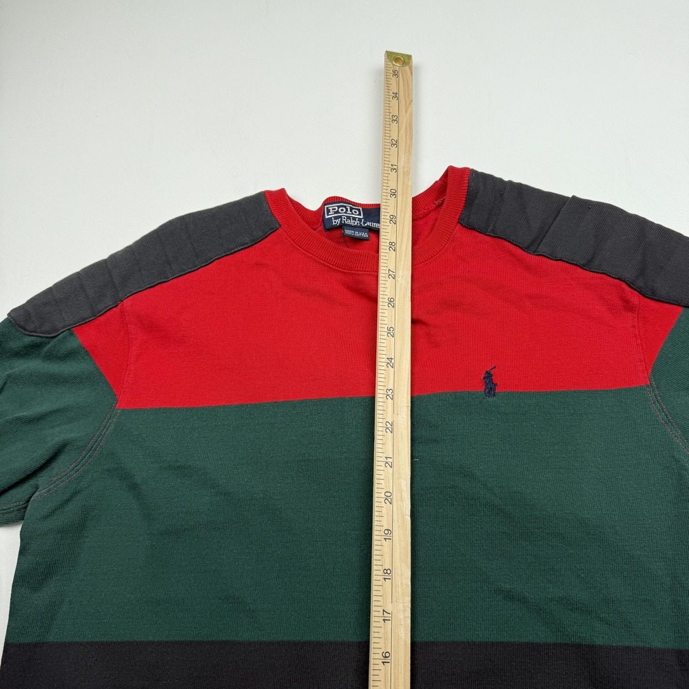 Vintage Polo Ralph Lauren Sweater Mens Large Striped Padded USA Rugby - Picture 4 of 7